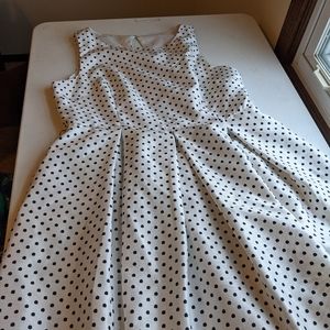 White and black polka dot dress, size 16